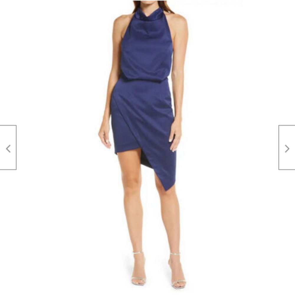 ELLIATT Woman Camo Asymmetric Satin Cocktail Dress Size: XS